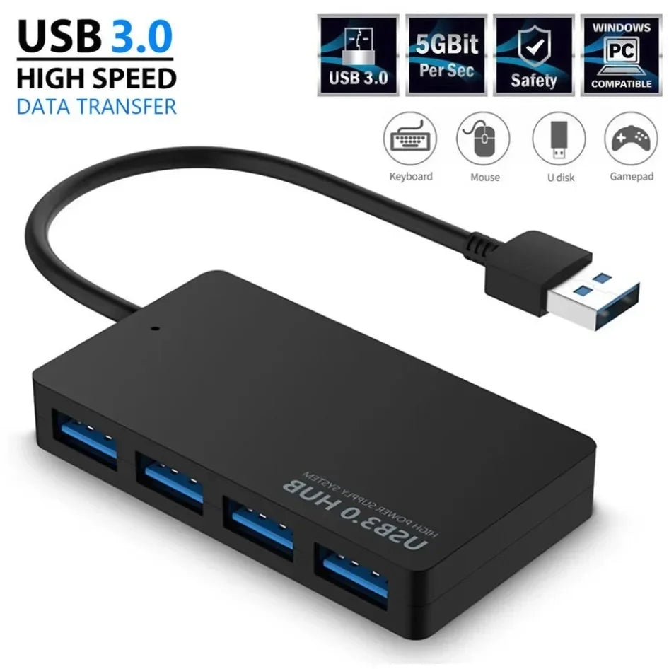 ICANING USB 3.0 4-Port Hub — High Speed Data Expander for Laptop and PC