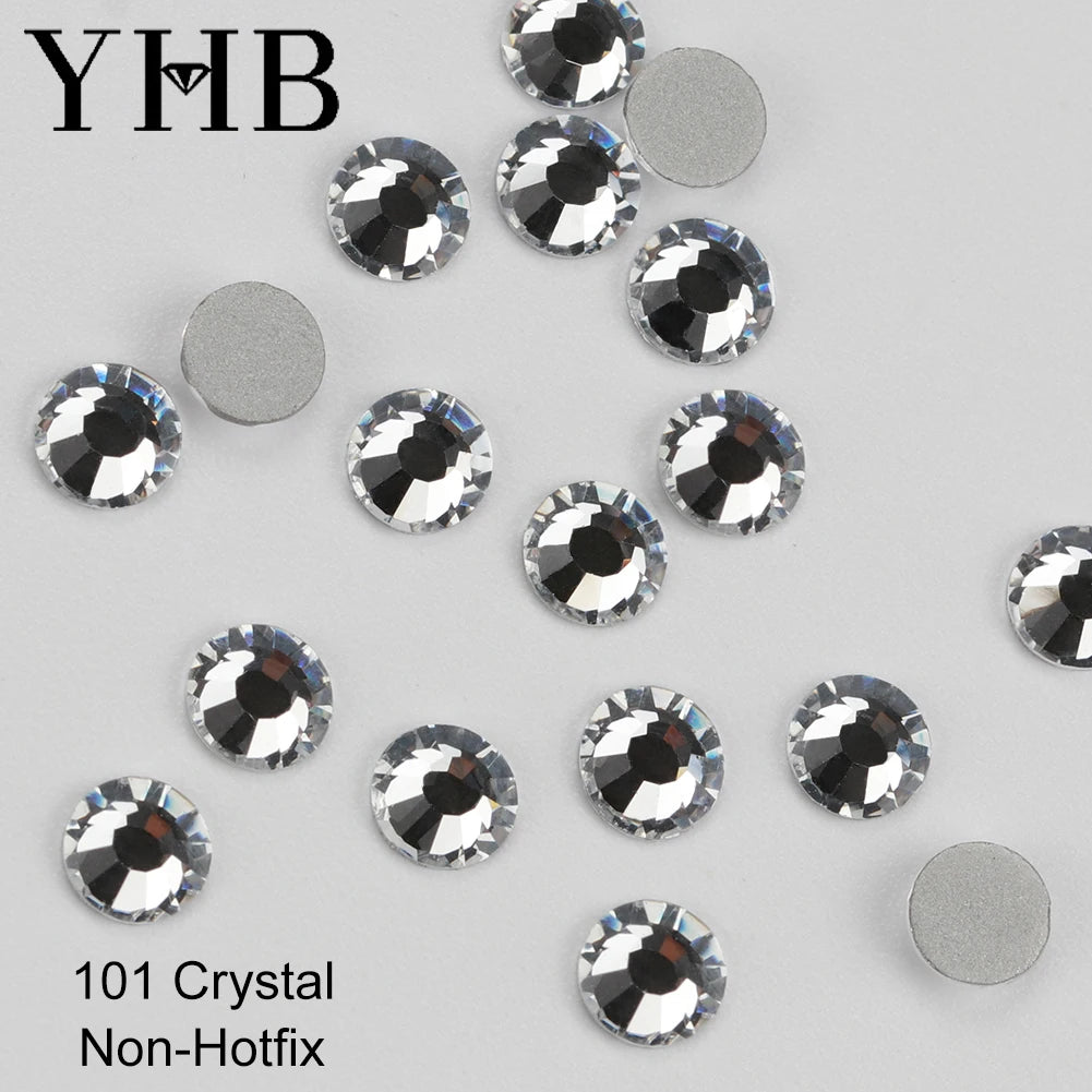 YHB Crystal Flat Back Rhinestones — Glitter Gemstones for Nails and Fabric