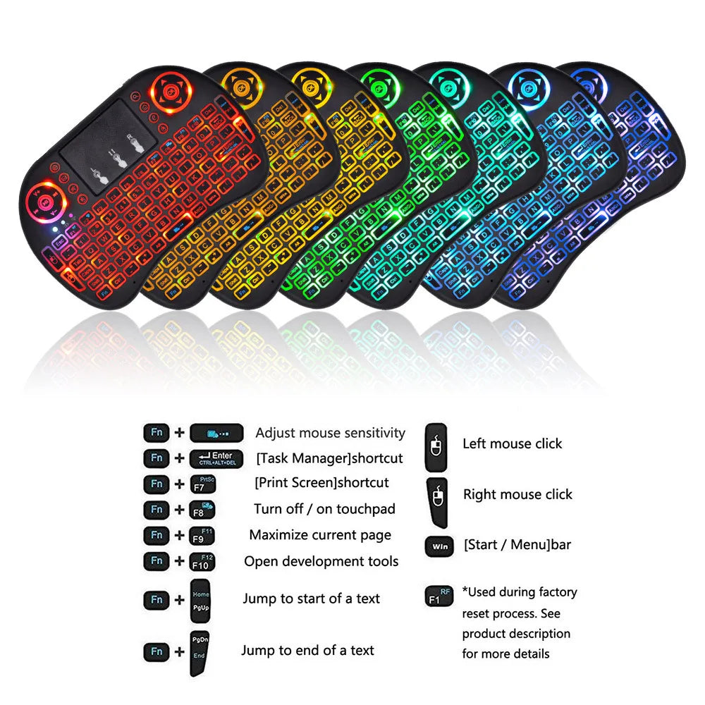 MRSVI Wireless Air Mouse and Keyboard — Backlit Mini Multimedia Controller