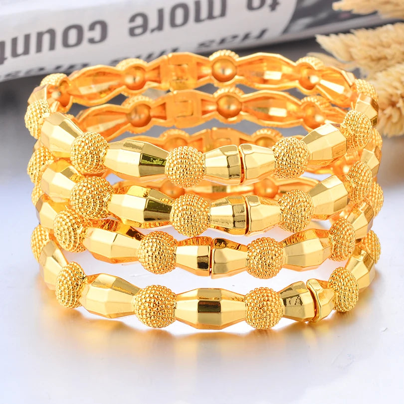 annayoyo Gold Color Bangle Set — Elegant Flower Design Jewelry for Women