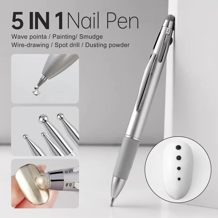 5-in-1 Nail Dotting Pen — Professional Manicure Art Tool Kit