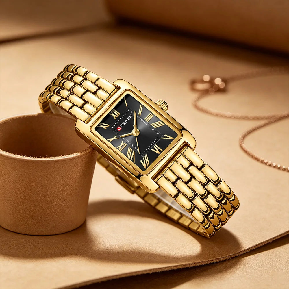 Curren Luxury Rectangle Women's Watch — Elegant Stainless Steel Bracelet