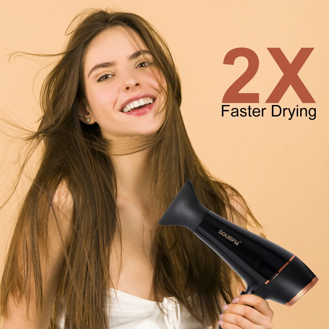 HATTEKER High-Power Electric Hair Dryer — Negative Ion Technology & 5 Heat Settings