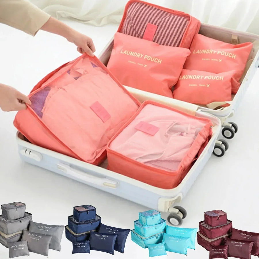 6-Piece Travel Packing Cube Set — Luggage Organizer & Laundry Pouches
