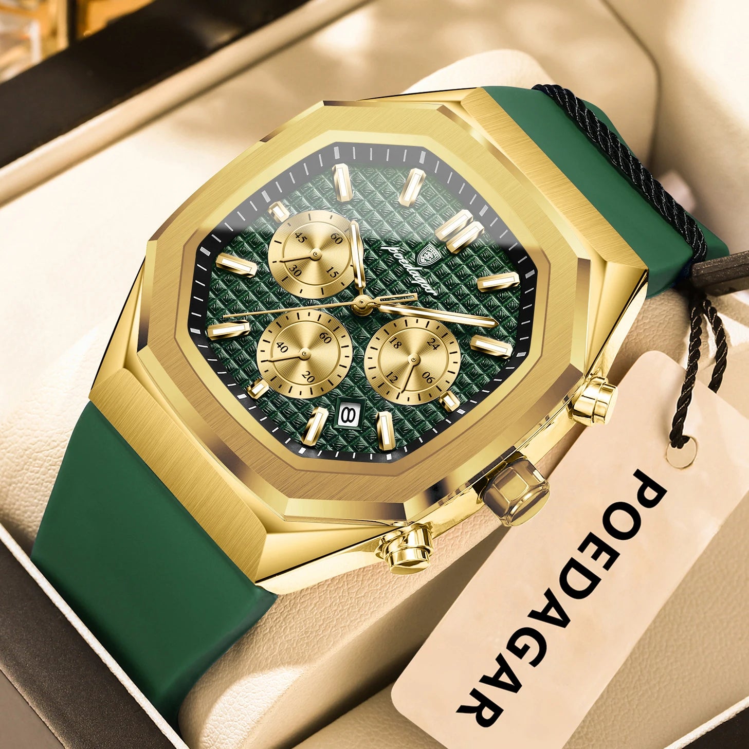 POEDAGAR Men's Chronograph Watch — Waterproof Business Quartz Timepiece