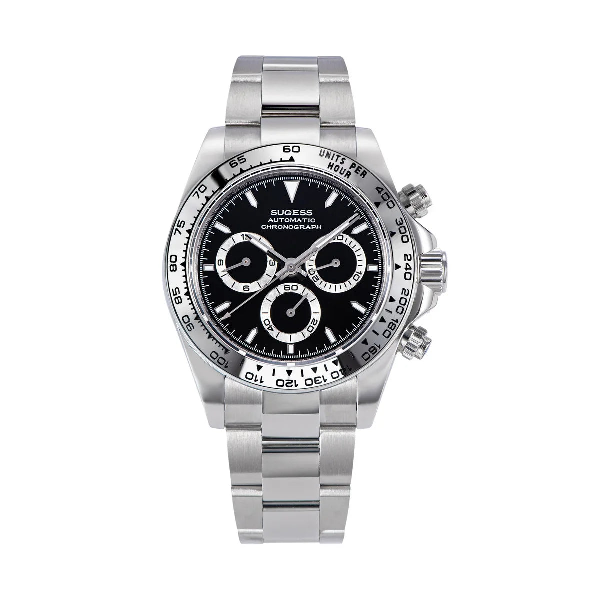 SUGESS Panda Chronograph Watch — Automatic Mechanical Diving Timepiece