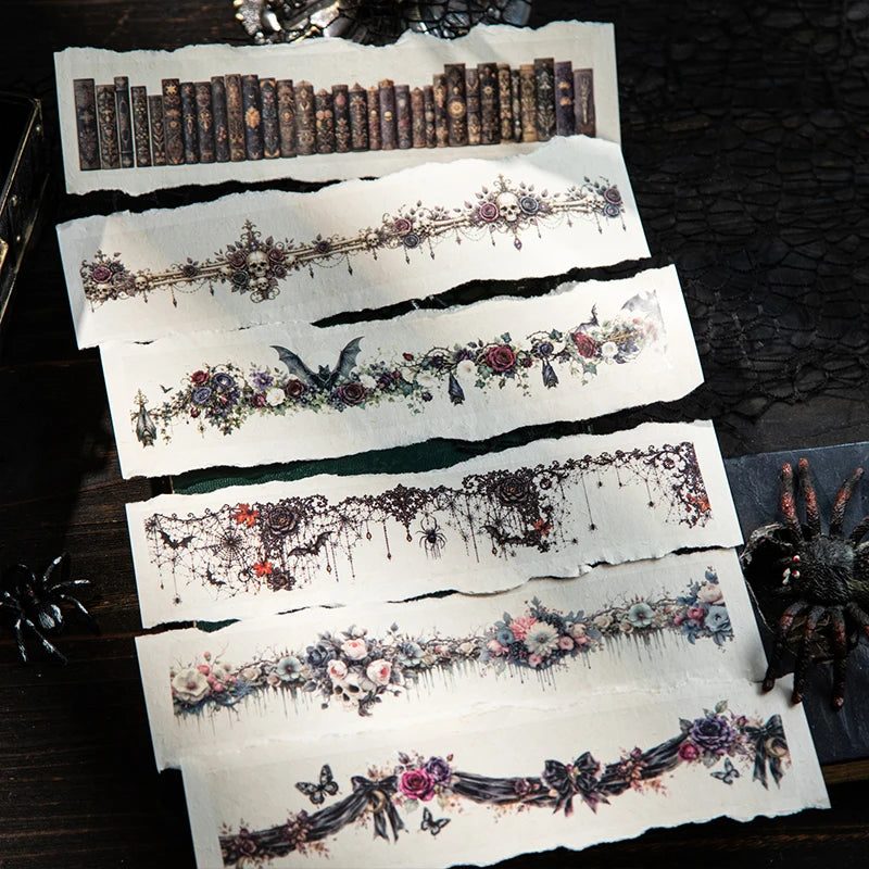Gothic Skeleton PET Washi Tape — Aesthetic Decor for Scrapbooking & Journals