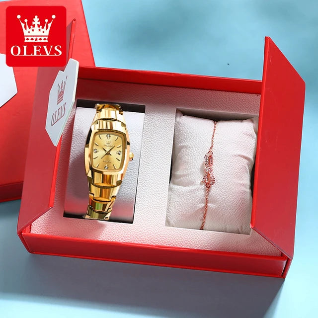 OLEVS 7006 Tungsten Steel Women's Watch — Elegant Luxury Quartz Set