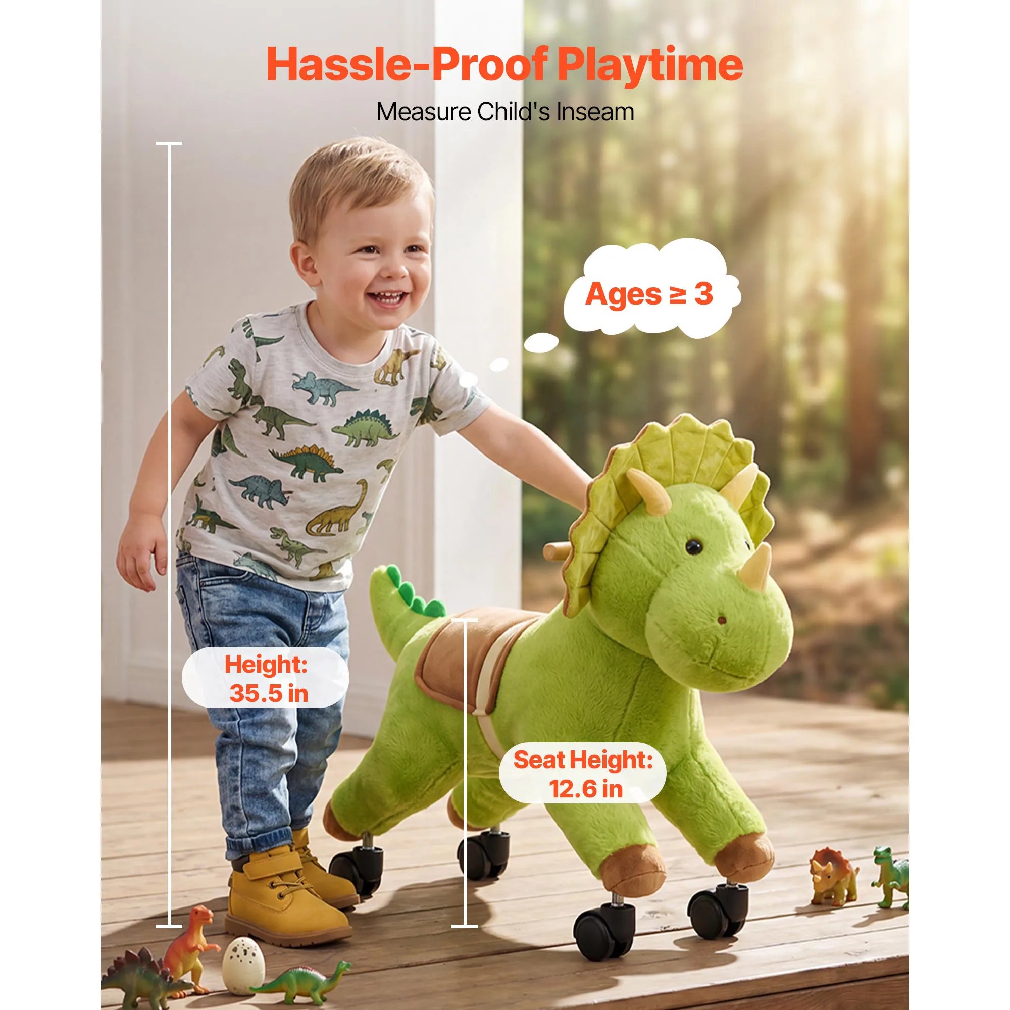 SucceBuy Dinosaur Ride-On Toy — Interactive Sound & Smooth Steering