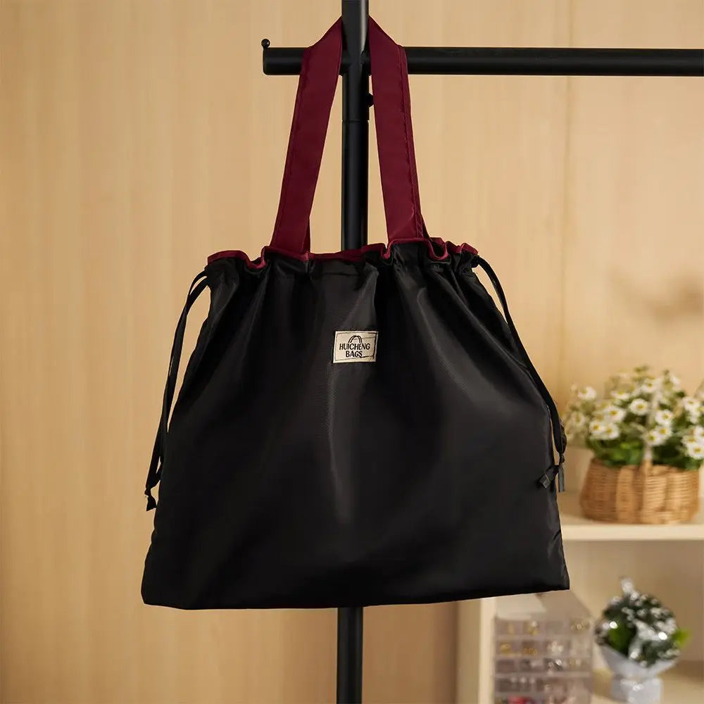 Reusable Nylon Drawstring Shopping Bag — Durable Grocery Tote for Travel
