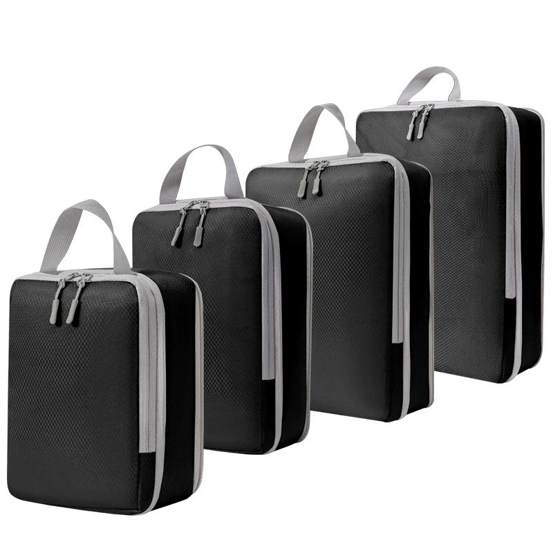 Compression Packing Cubes — Space-Saving Travel Organizers, Waterproof Nylon