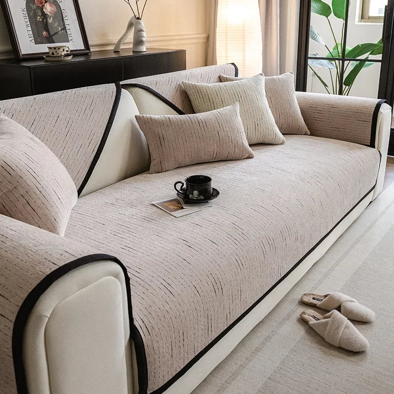 Chenille Sofa Cover Towel — Non-Slip Fabric Protector for Furniture