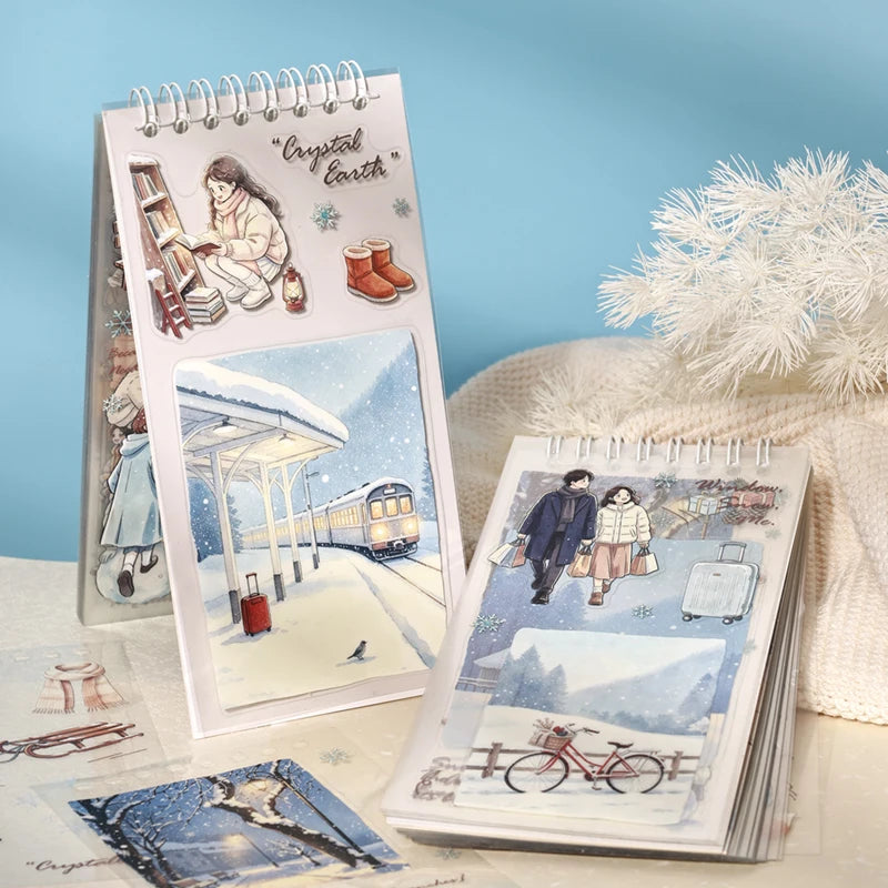 Winter Snow Scenery Sticker Sheets — 48 PET Die-Cut Decals for Scrapbooking