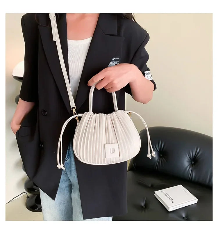 weixier Vintage Crossbody Bag — Ruched PU Leather Shoulder Handbag