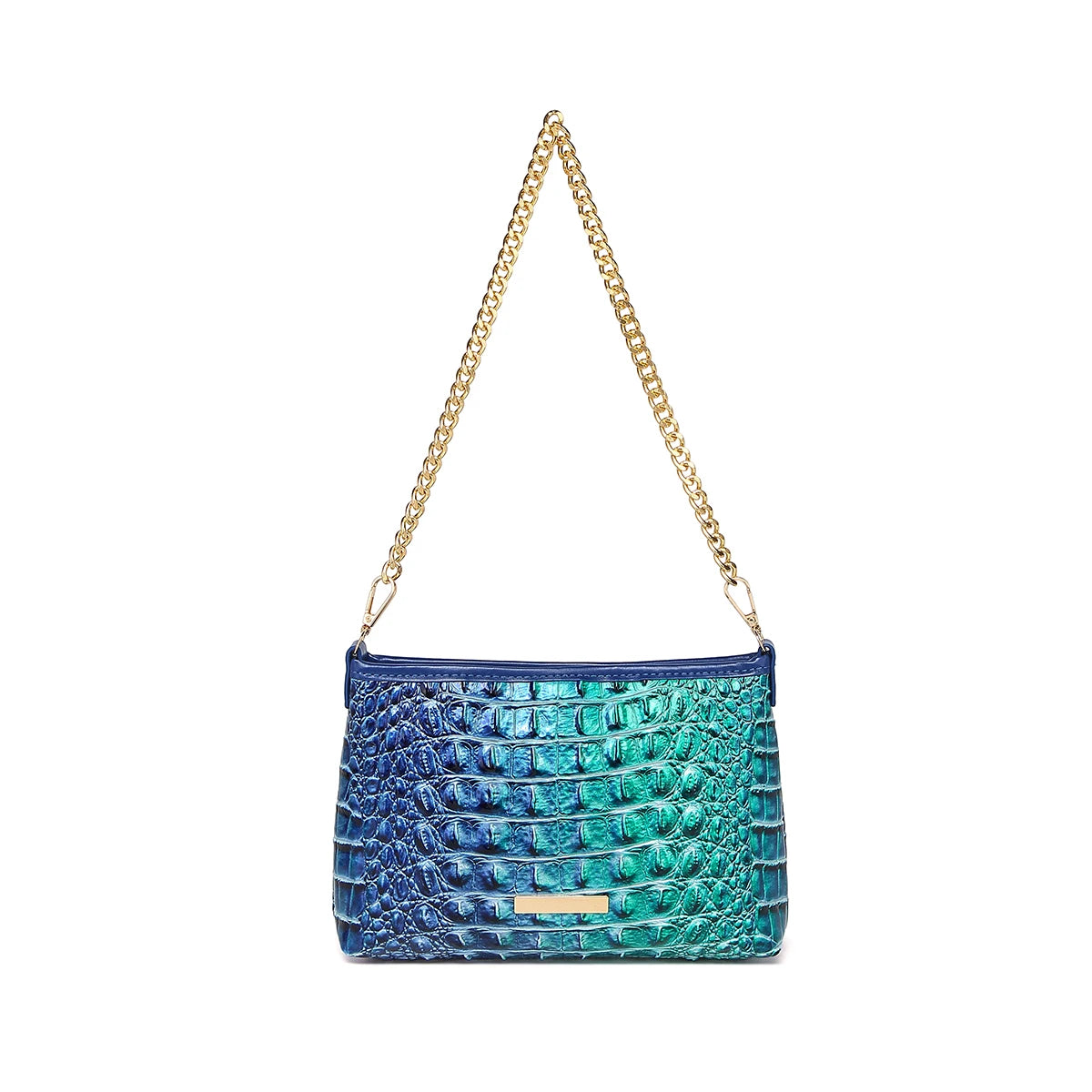 Women's Glossy Shoulder Bag — Detachable Chain Strap Crossbody Clutch