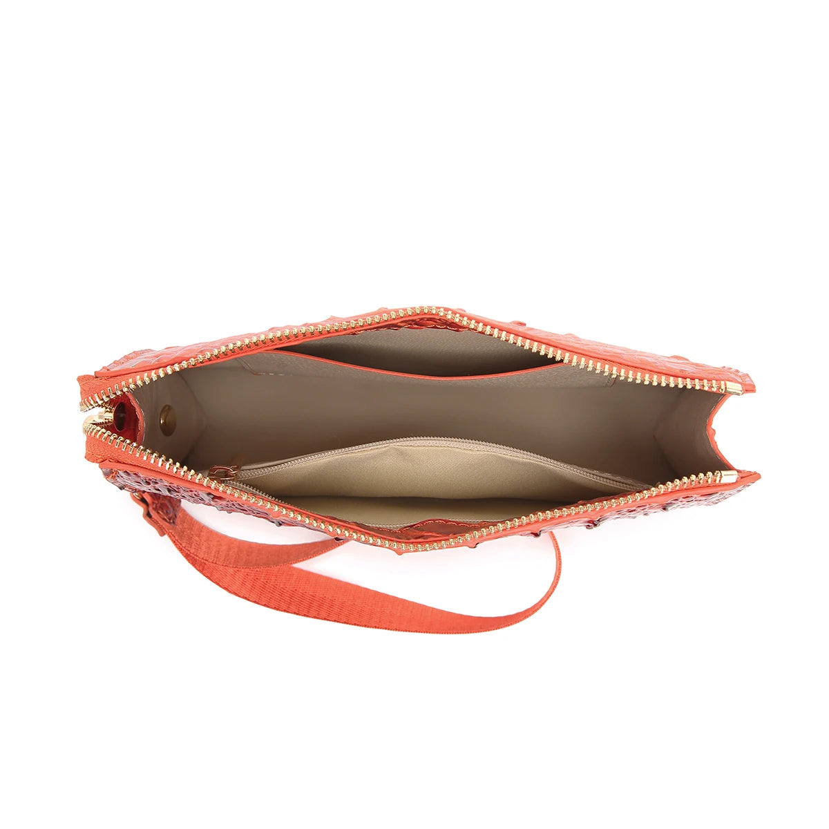 Crocodile Embossed Crossbody Wristlet — Versatile Clutch Bag with Adjustable Strap