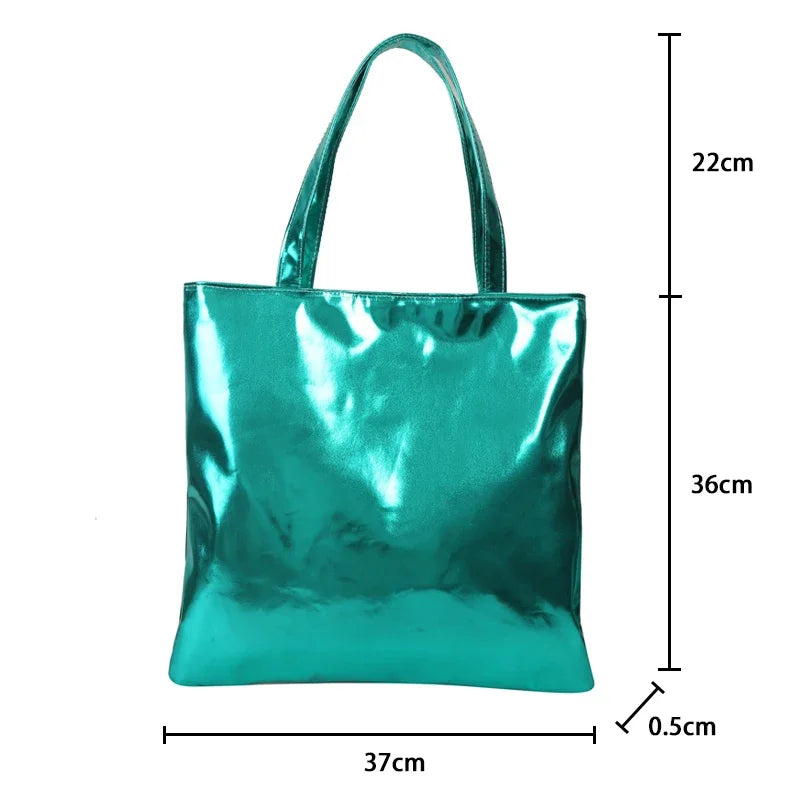 macroupta Glossy PU Leather Tote Bag — Large Capacity Fashion Shoulder Purse