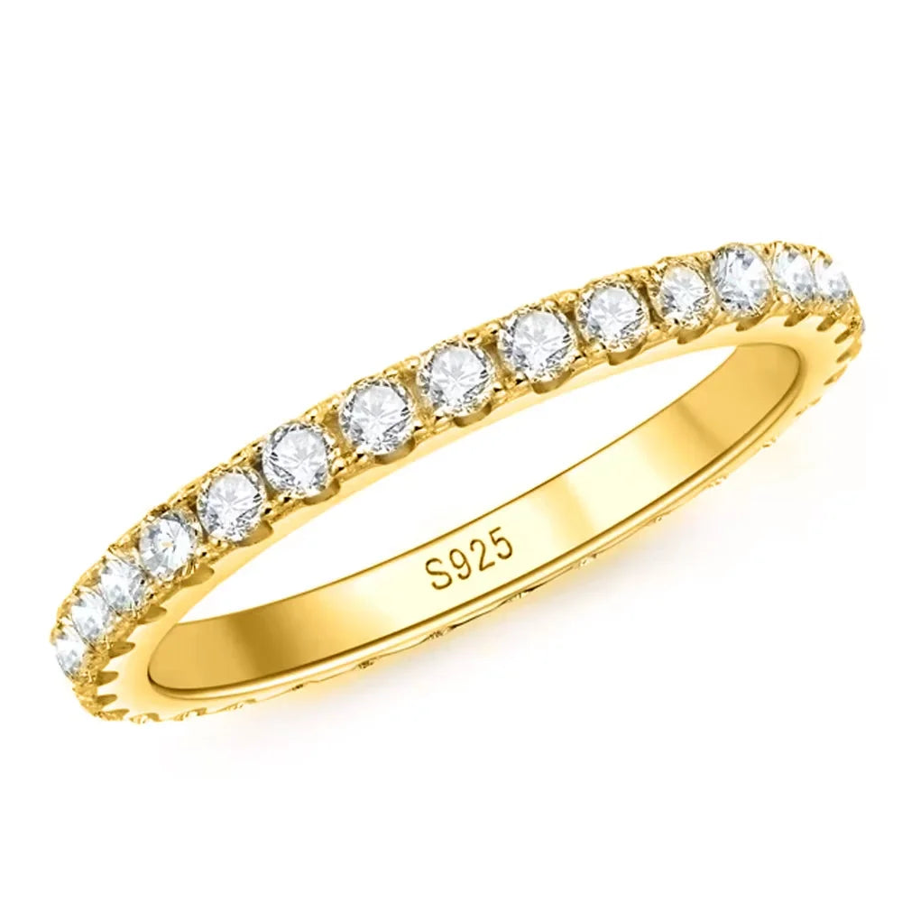 knobspin Moissanite Eternity Band — 925 Sterling Silver Wedding Ring
