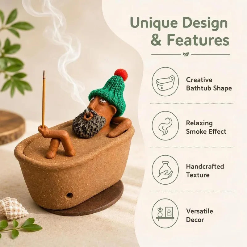 CHFENGASQ Lazy Bath Man Incense Burner — Relaxing Aromatherapy Holder