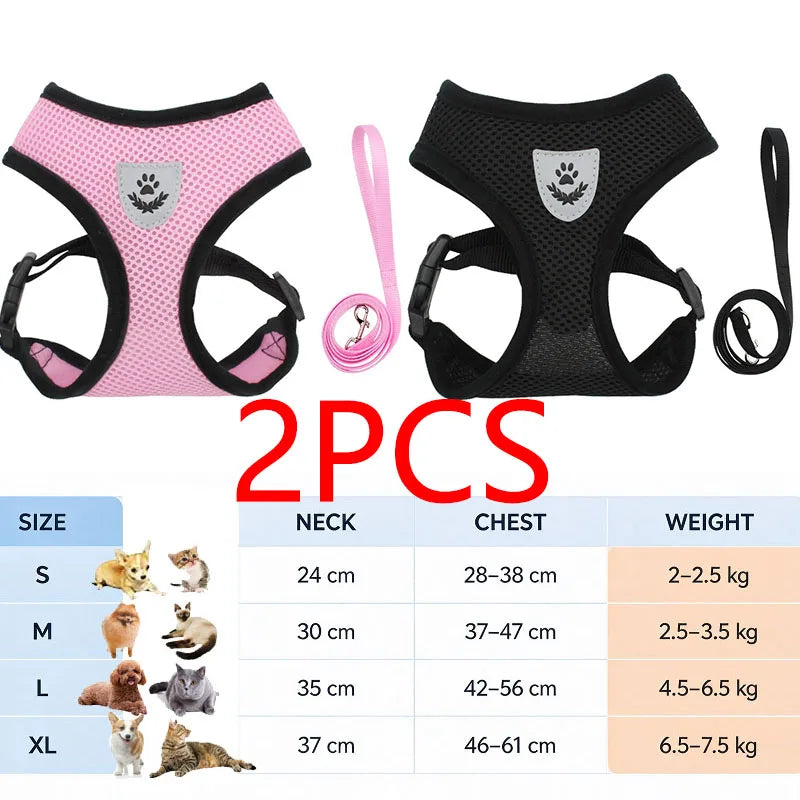 Anti-Escape Cat Harness and Leash Set — Reflective Pet Vest with Quick Release