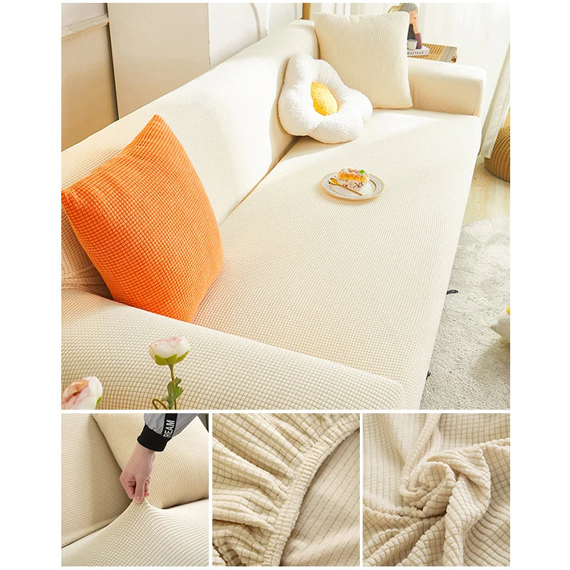 Elastic Jacquard Fabric Sofa Cover — Stretchable Slipcover for Living Room