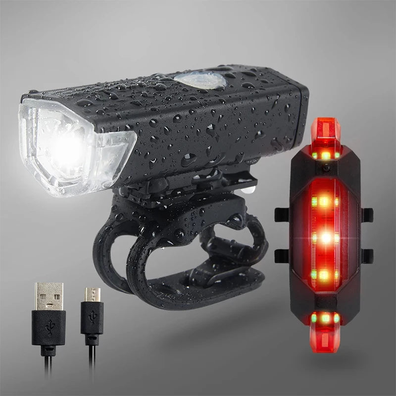 Rechargeable Bicycle LED Light Set — Front Headlight and Rear Taillight Kit