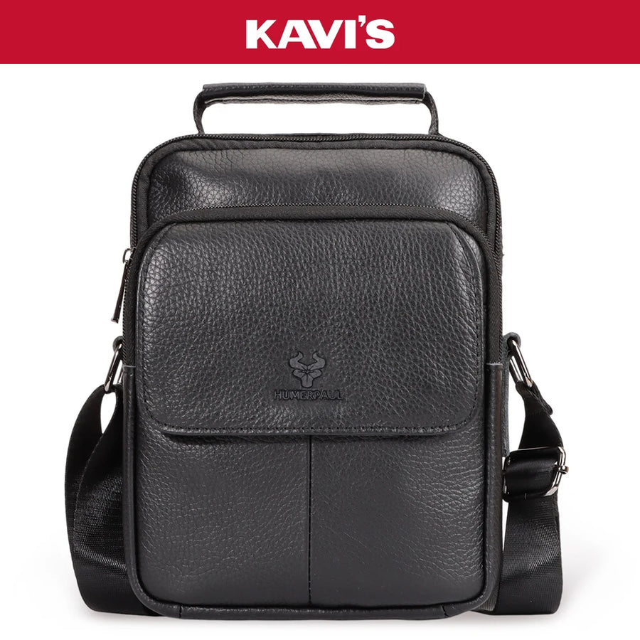 KAVI'S Genuine Leather Messenger Bag — Crossbody Shoulder Bag for iPad Mini