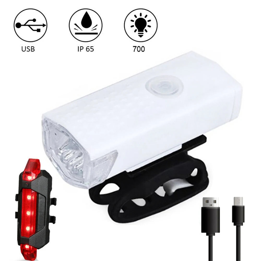 Rechargeable Bicycle Light Set — Front Headlight and Rear Taillight Kit