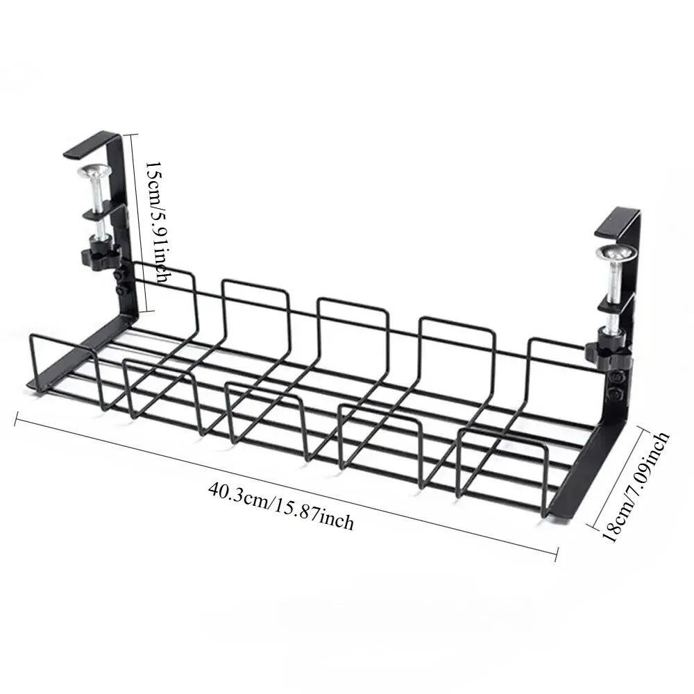 XMSJ Under Desk Cable Management Tray — Metal Wire Organizer for Office & Home