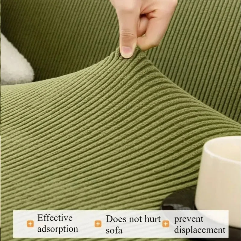 Soft Corduroy Sofa Cover — Non-Slip Elastic Full Wrap Slipcover