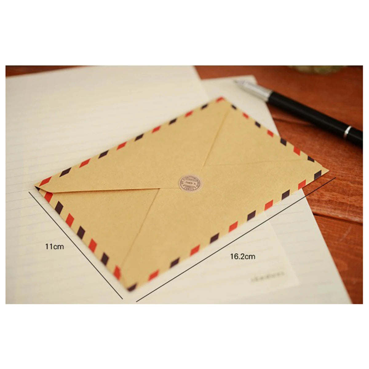 Retro Kraft Paper Envelopes — Vintage Patterned Stationery Set, 10 Pieces
