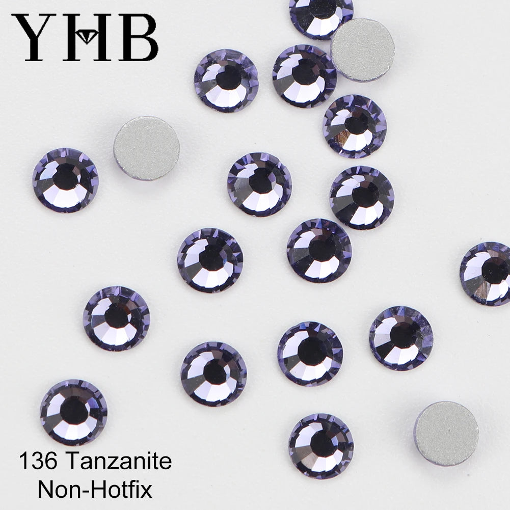 YHB Crystal Flat Back Rhinestones — Glitter Gemstones for Nails and Fabric