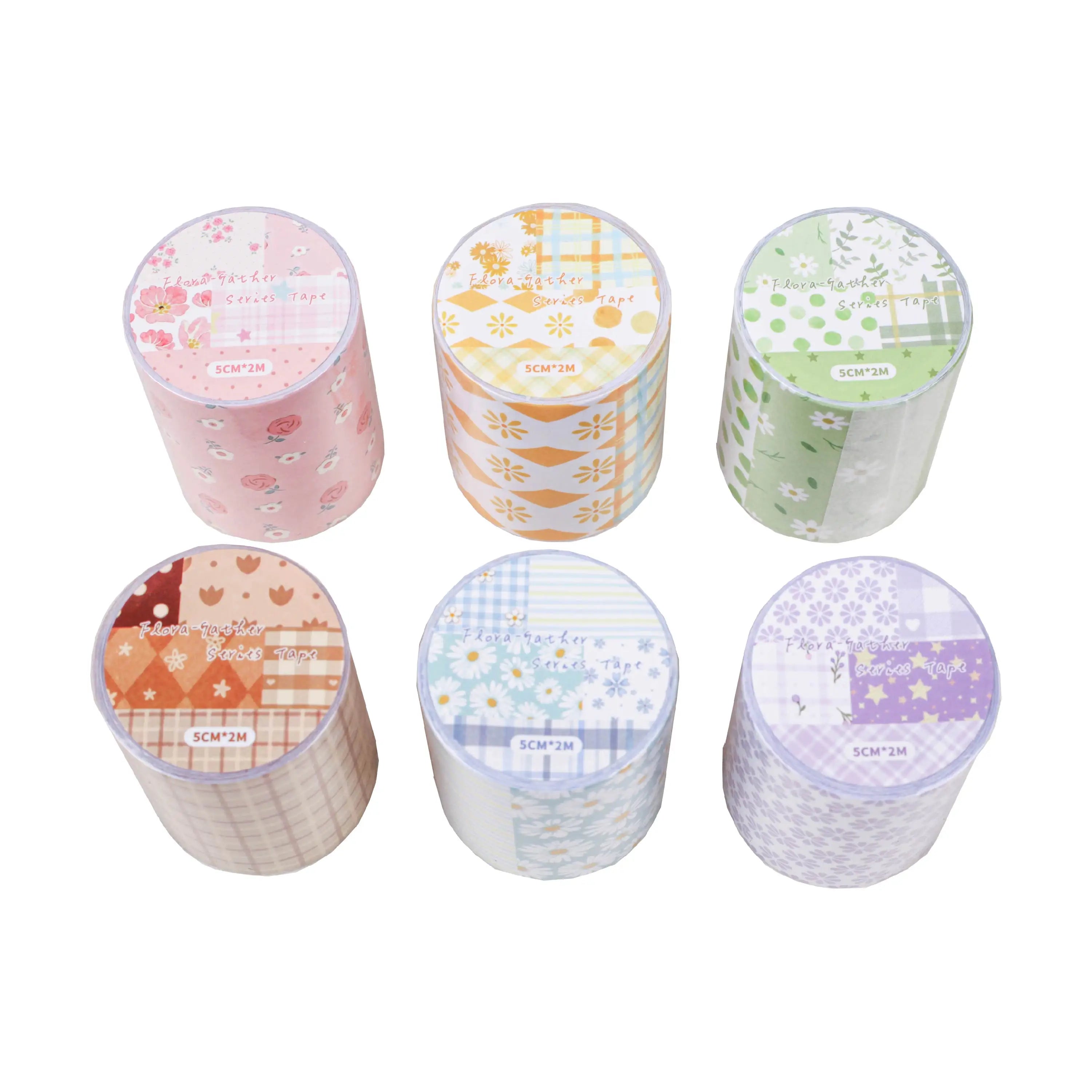Floral Grid Pattern Masking Tape — Decorative Washi Tape for Journaling