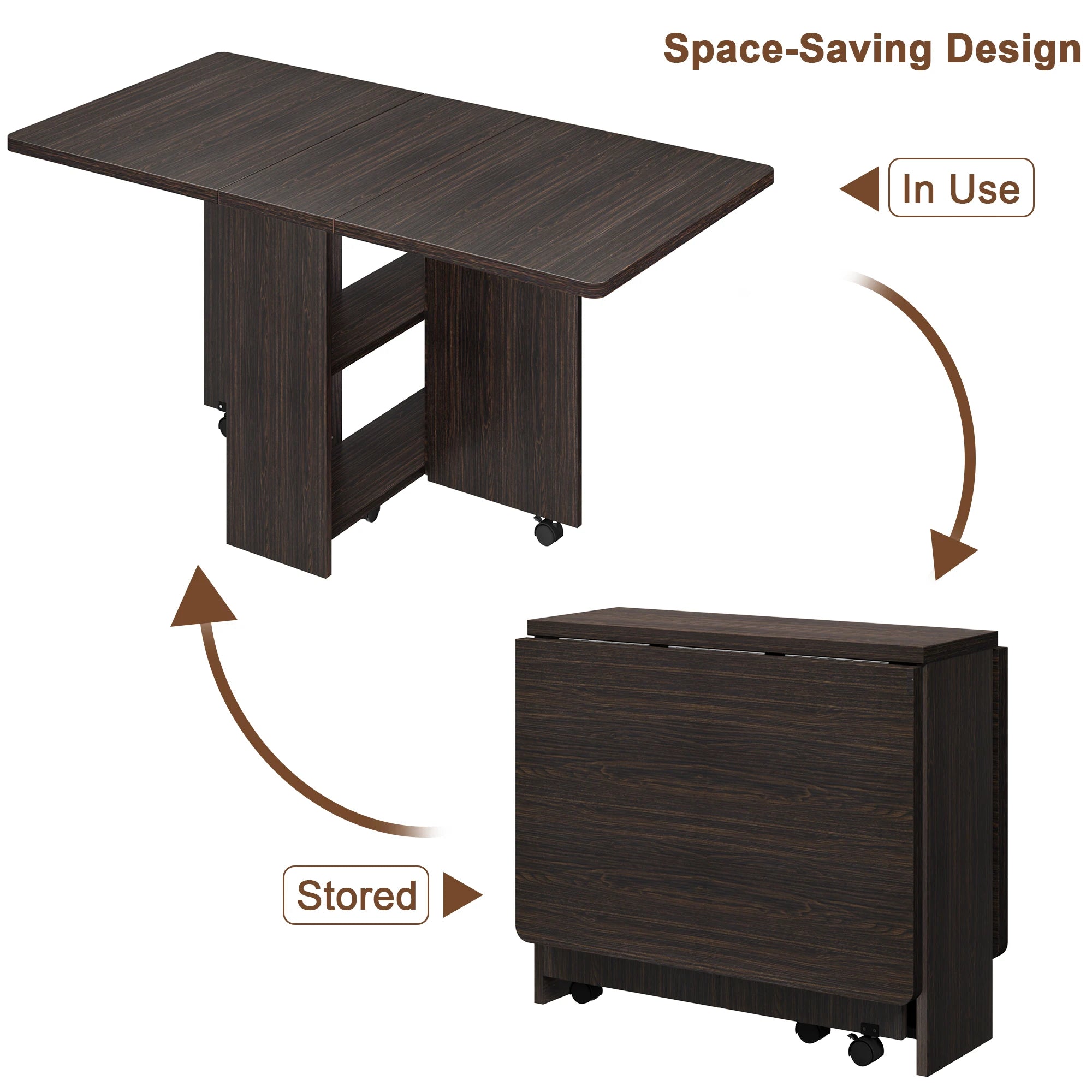 SUNVASAGOO Foldable Dining Table — Space-Saving Drop Leaf Design