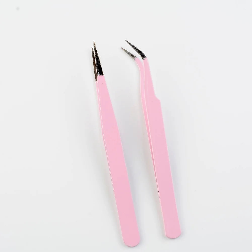 Stainless Steel Eyelash Extension Tweezers — Curved and Straight Lash Tools