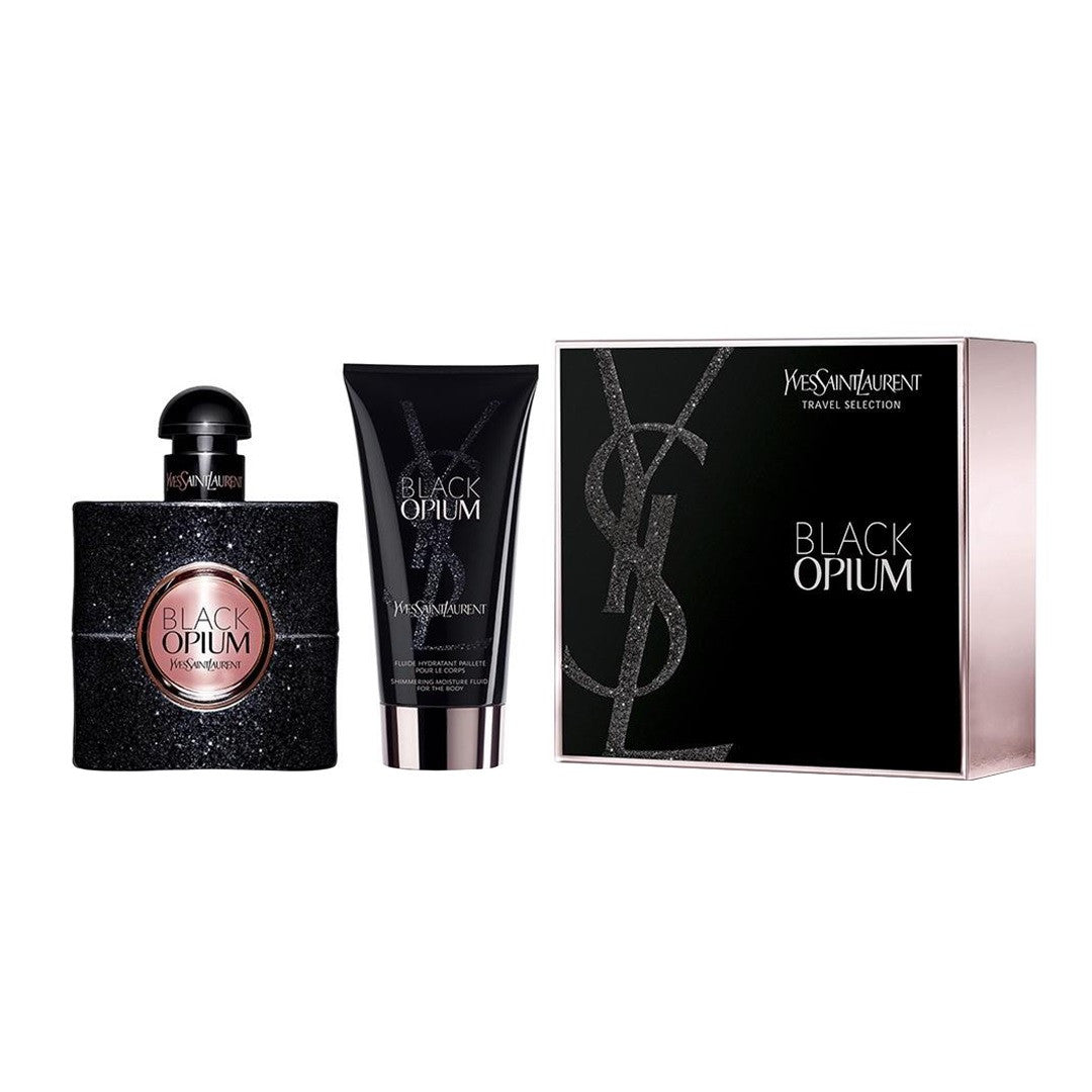 Ysl Black Opium 2 pcs Set: 1.6 Eau de Parfum Spray + 1.6 Shimmering Body Lotion by Yves Saint Laurent for Women
