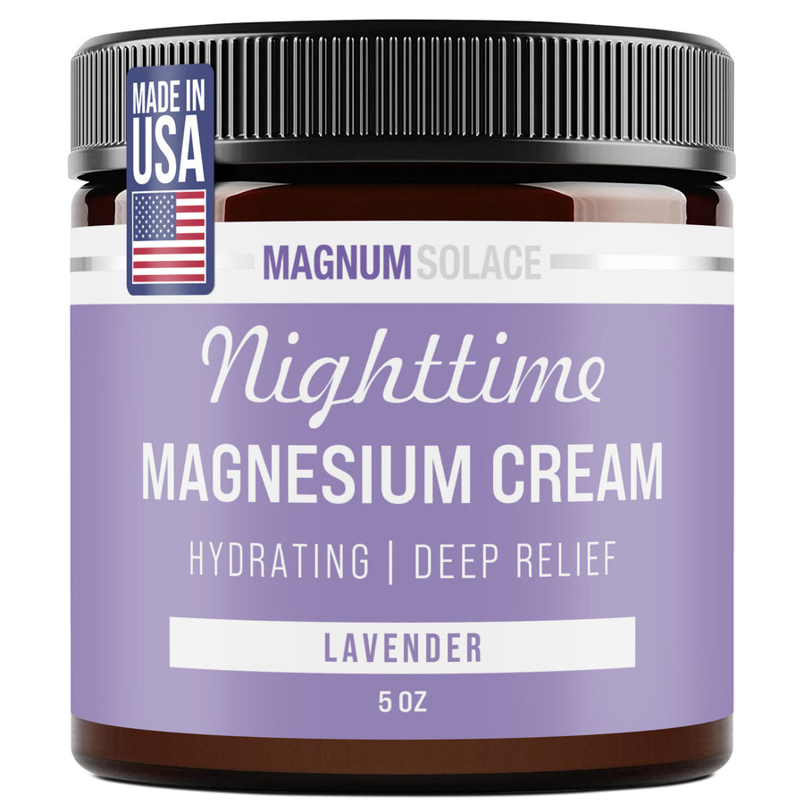 Nighttime Magnesium Cream by Magnum Solace, 5 oz Lotion- Lavender