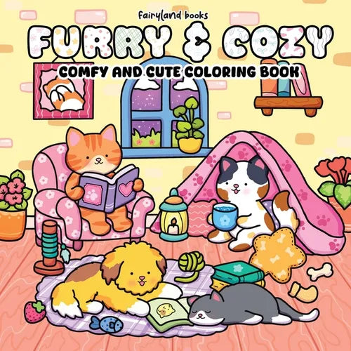 Furry & Cozy: Coloring Book for Adults and Teens Super Cute Animal Characters & Easy, Simple Designs for Relaxation